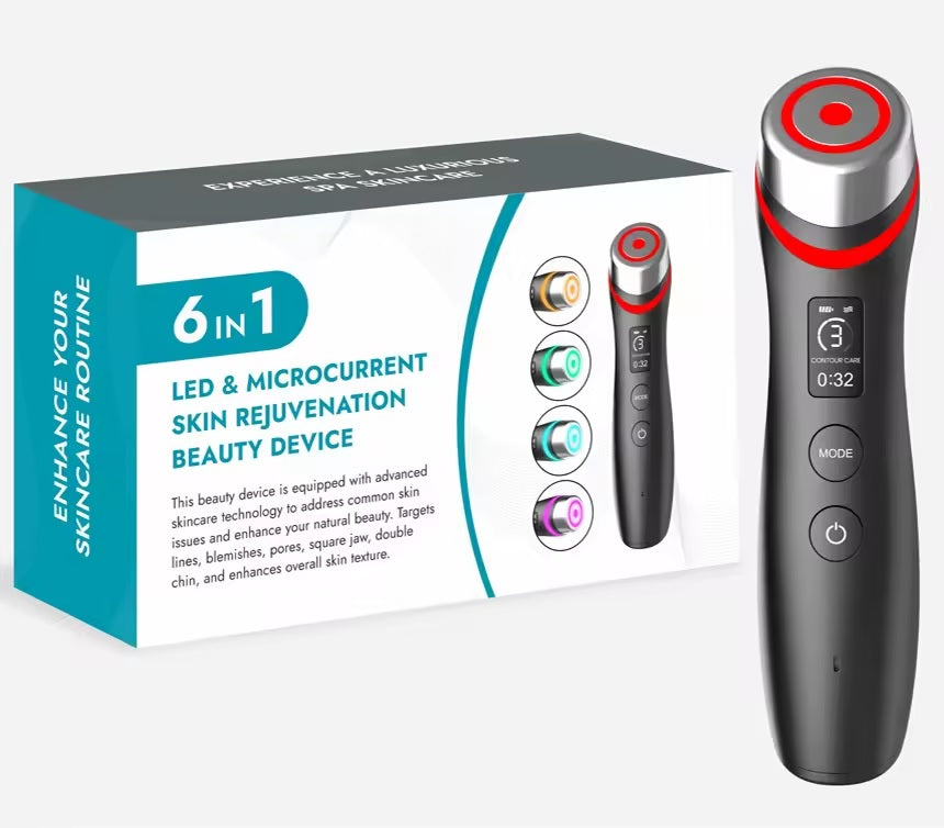 6-in-1 LED- ja mikrovirtahoitolaite ihon uudistamiseen