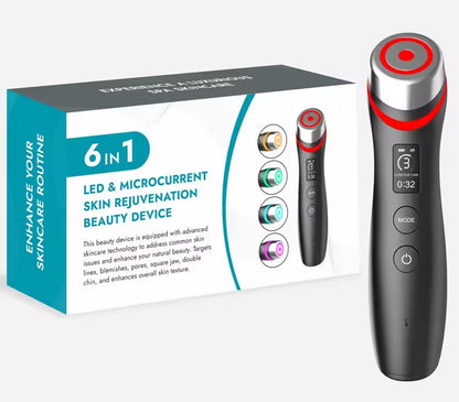 6-in-1 LED- ja mikrovirtahoitolaite ihon uudistamiseen