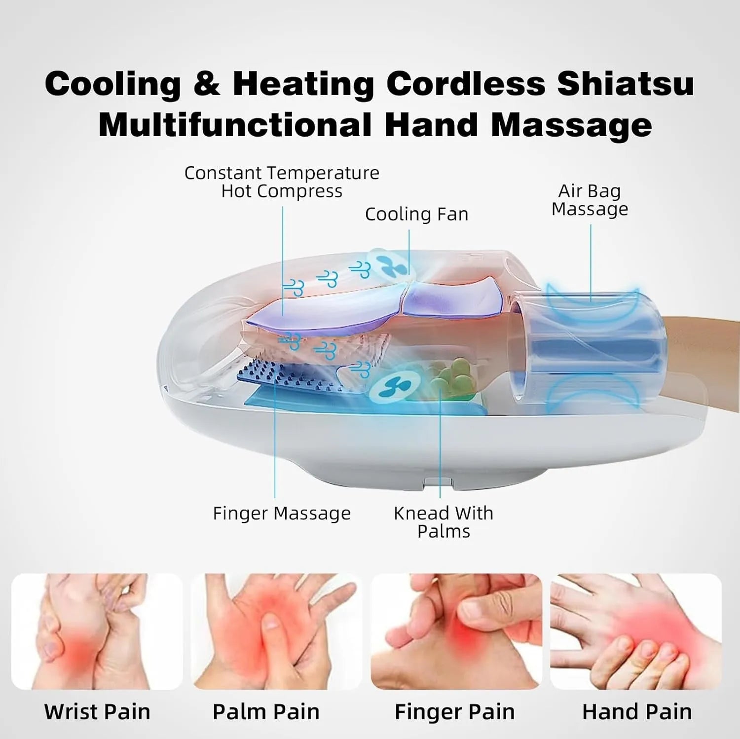 Draadloze Handmassager voor Warmte en Koude