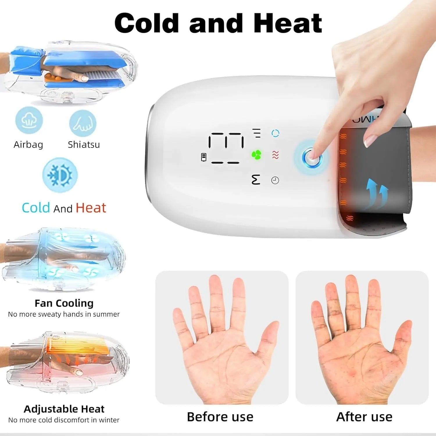 Draadloze Handmassager voor Warmte en Koude