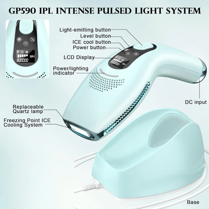 DEESS GP590 IPL 3-in-1 kivuton kotikäyttöön tarkoitettu laserkarvanpoistolaite